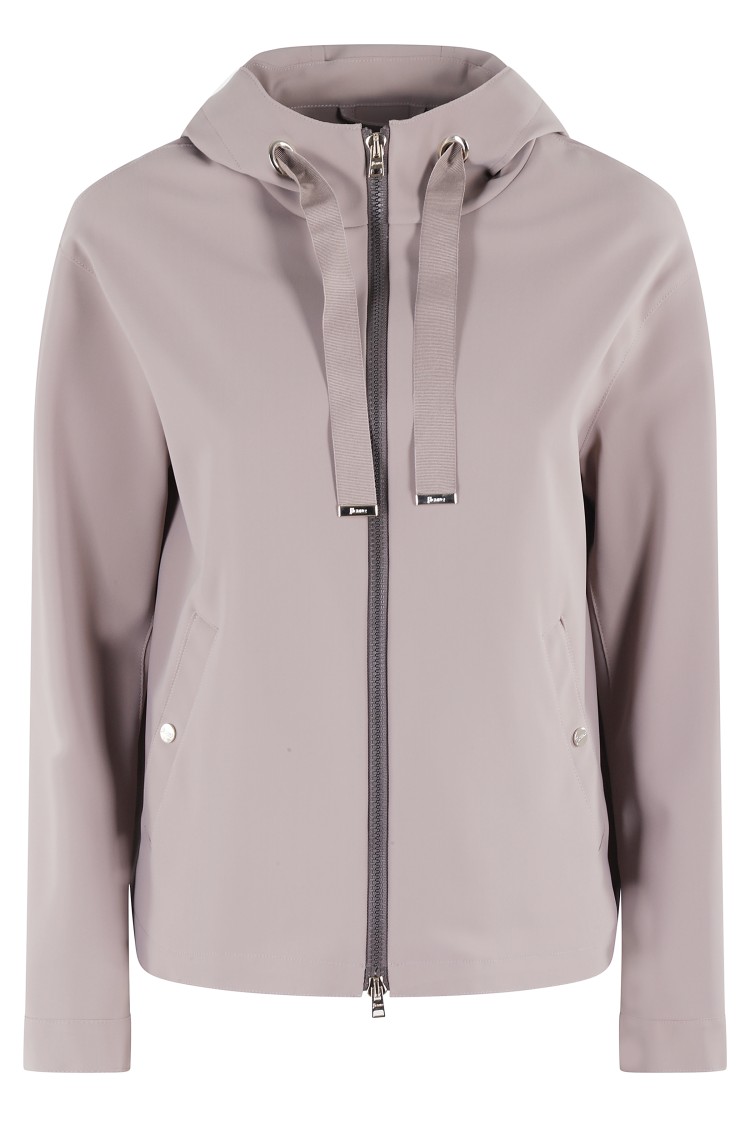 Herno Technical Stretch Jacket With Adjustable Hood In Grey