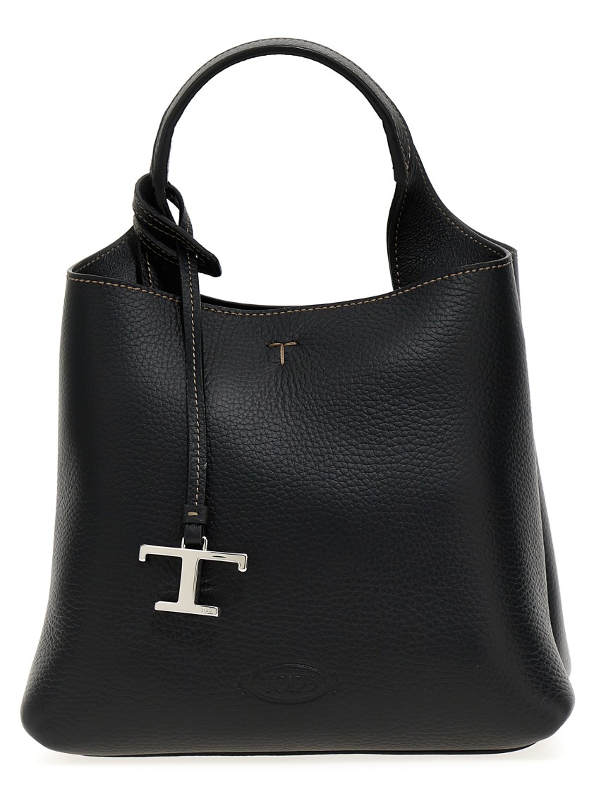 Tod's Structured Textured Leather Shoulder Bag In Black