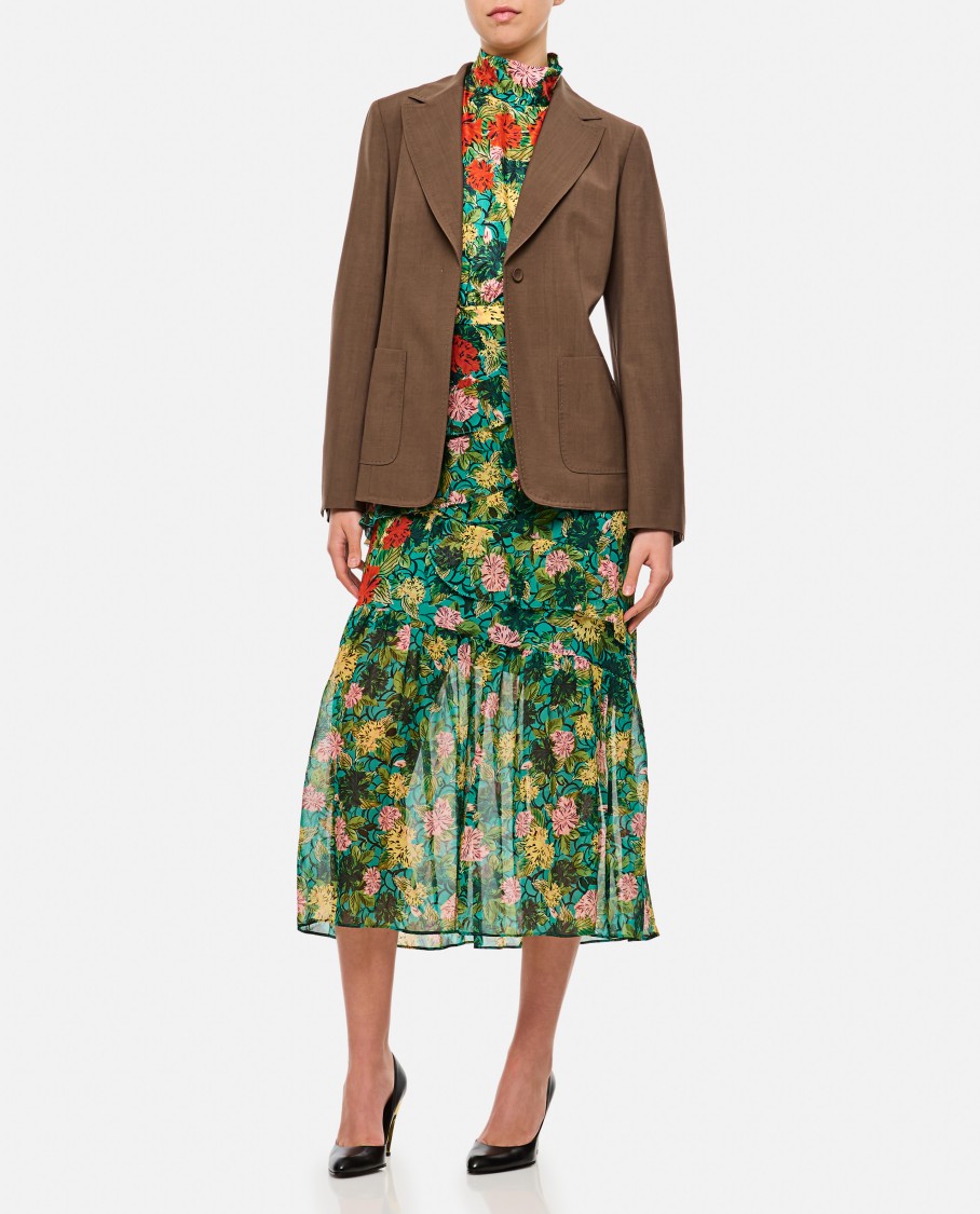 Fendi Tailored Waisted Blazer With Embroidered Logo In Brown