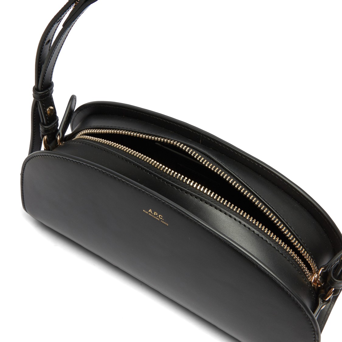 Apc Mini Demi-lune Structured Shoulder Handbag In Black