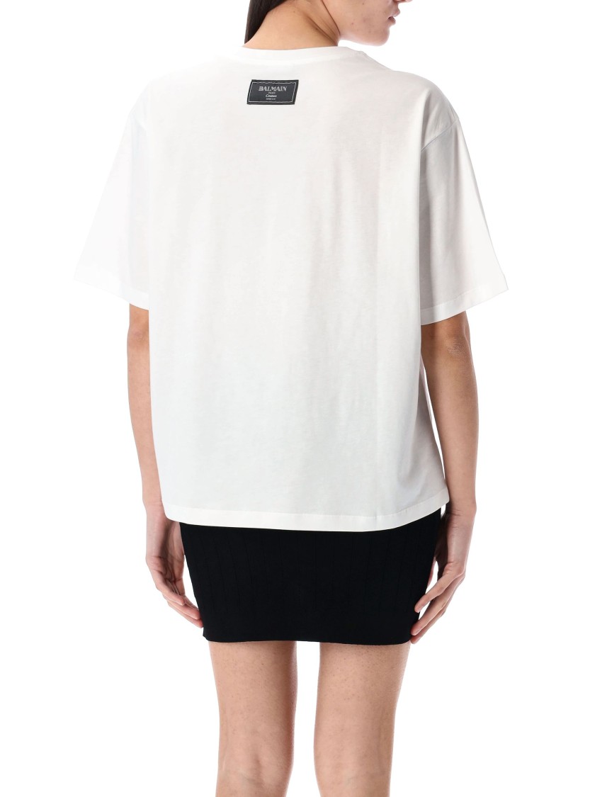 Balmain Graphic Kiss Print T-shirt With Relaxed Fit In White