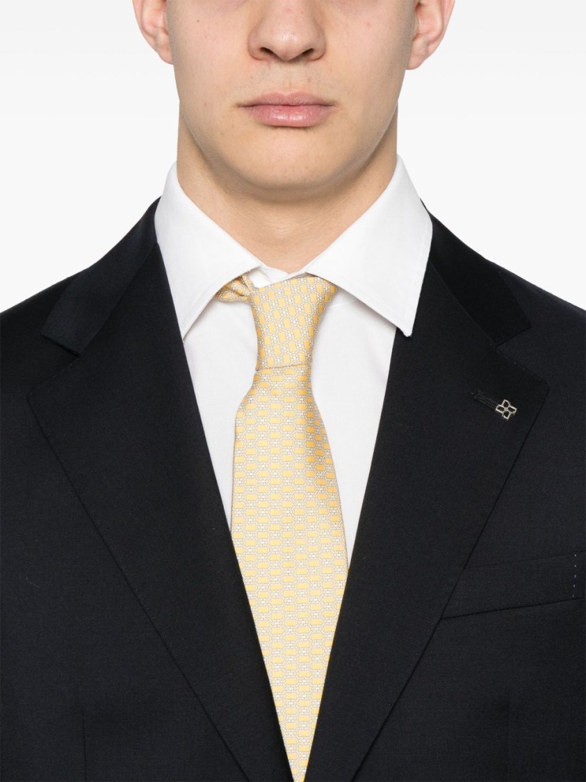Shop Tagliatore Blue Tailored Suit With Notched Lapels In Black