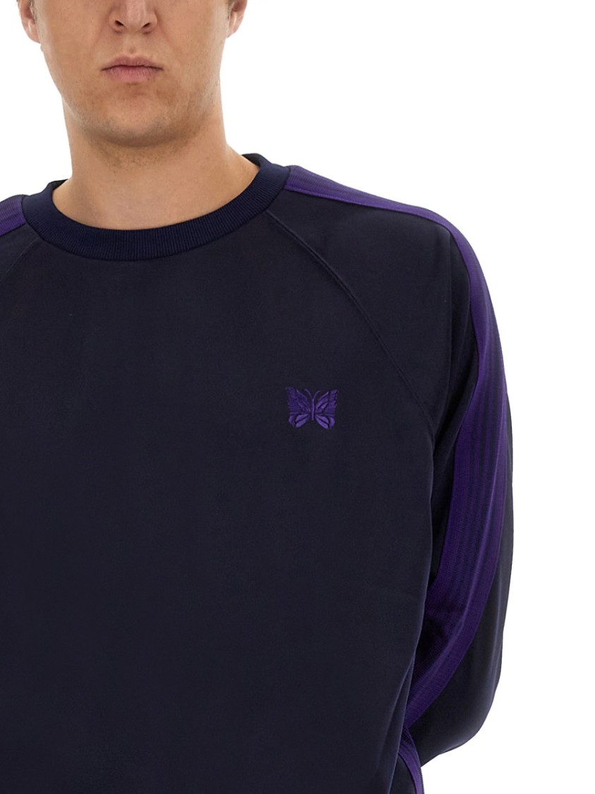 Shop Needles Black Crew Neck Sweatshirt With Logo