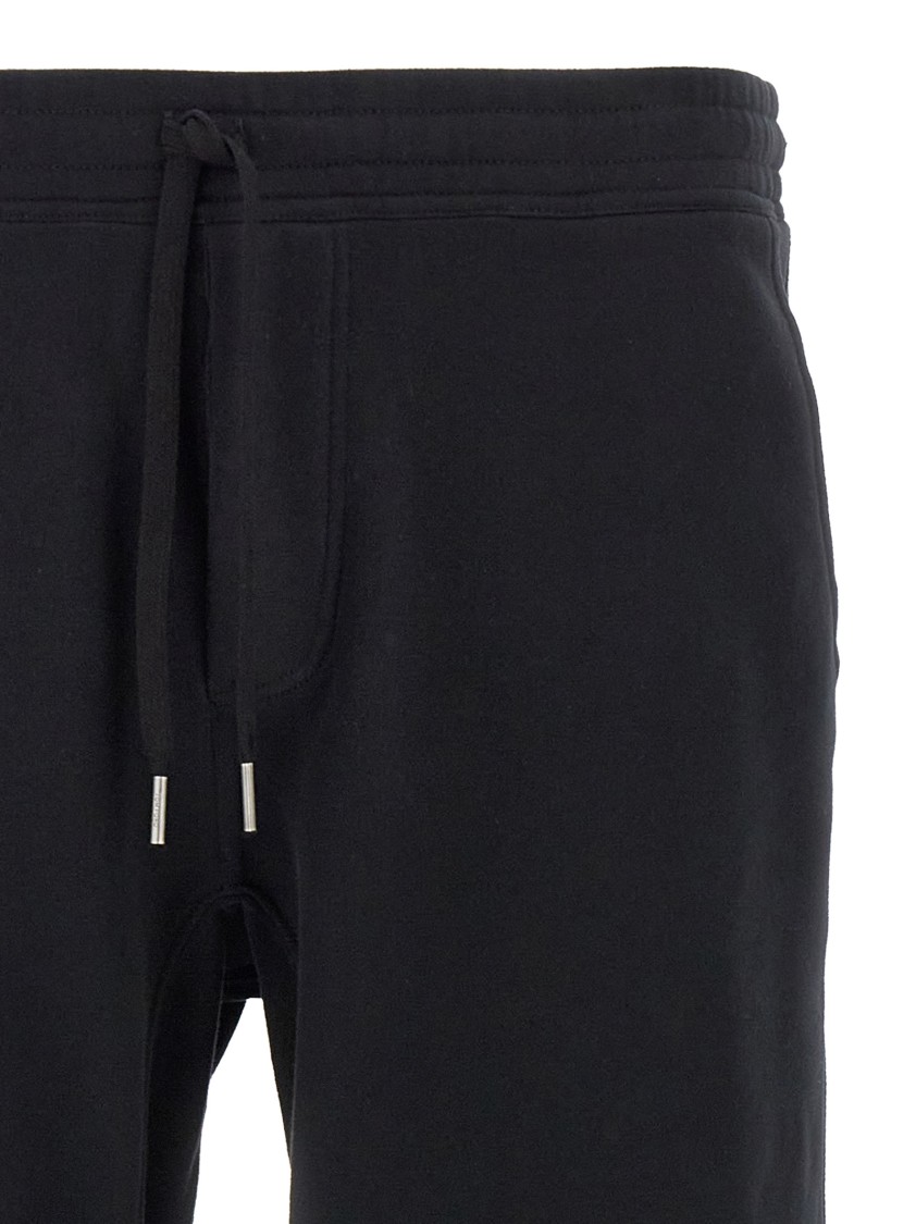 Tom Ford Fleece Cotton Joggers With Adjustable Drawstring In Black