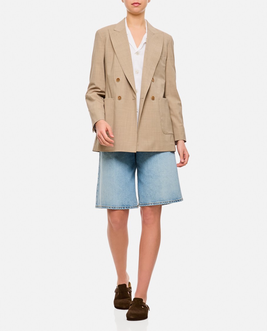 Max Mara Beige Double-breasted Blazer In Neutrals