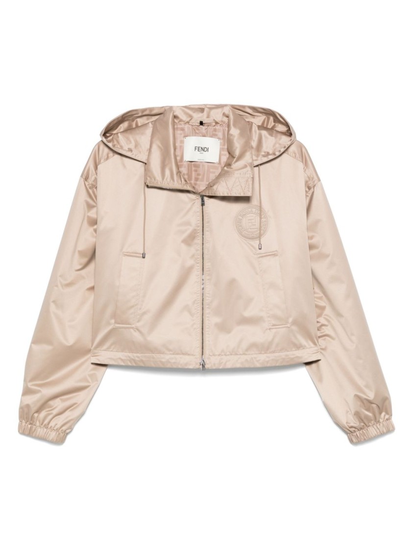 Fendi Logo-patch Jacket In Neutral