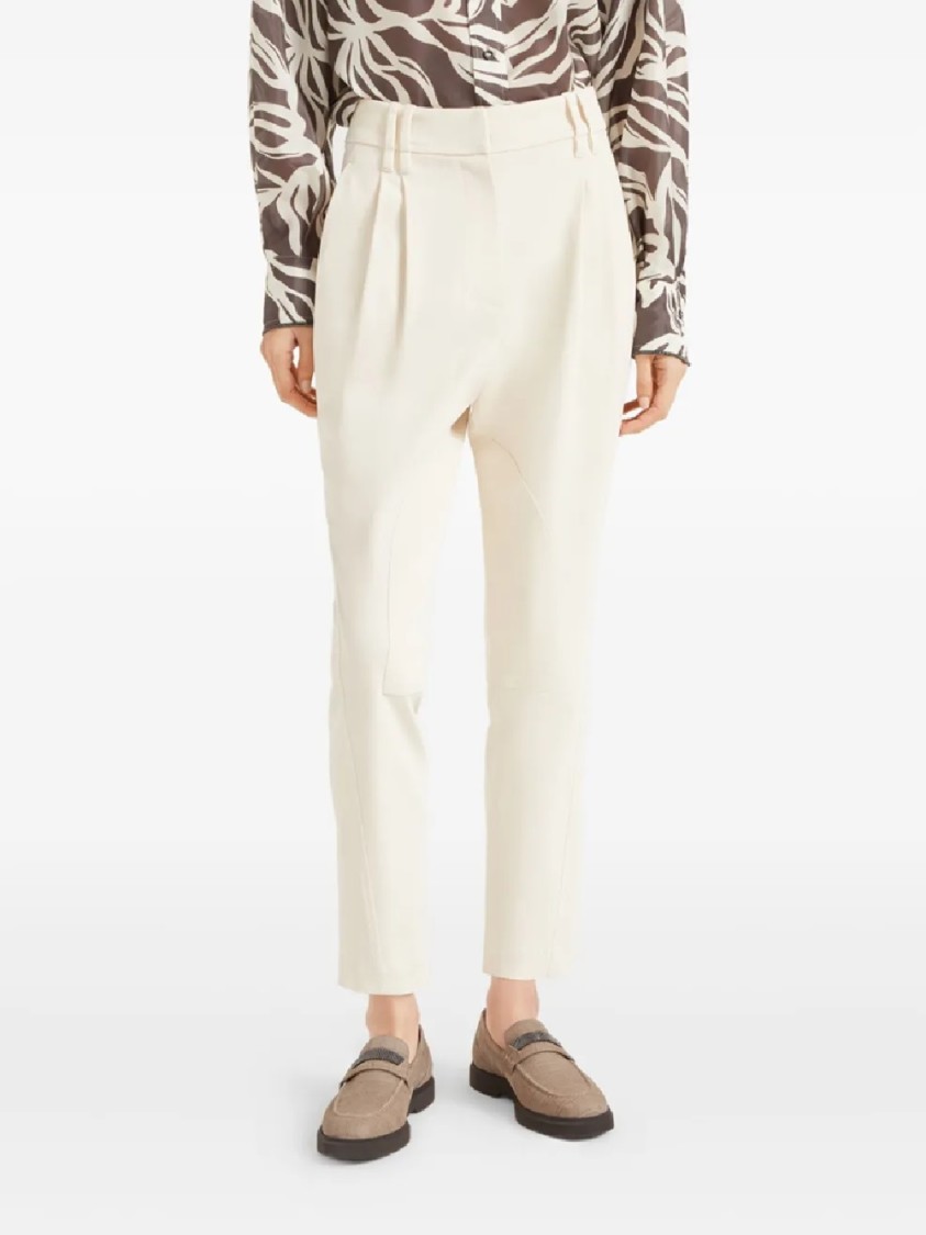 Brunello Cucinelli Tailored High-waist Pants With Subtle Pleats In Neutral