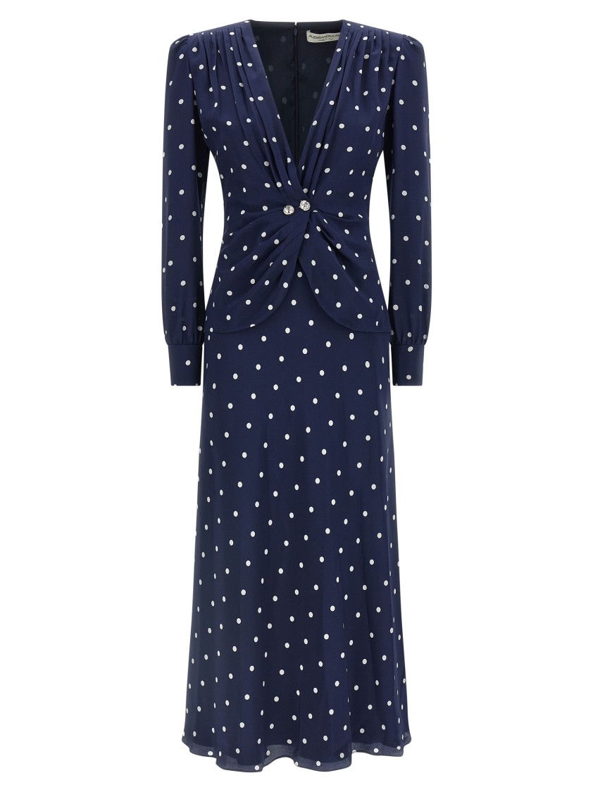 Alessandra Rich Polka Dot Dress In Blue