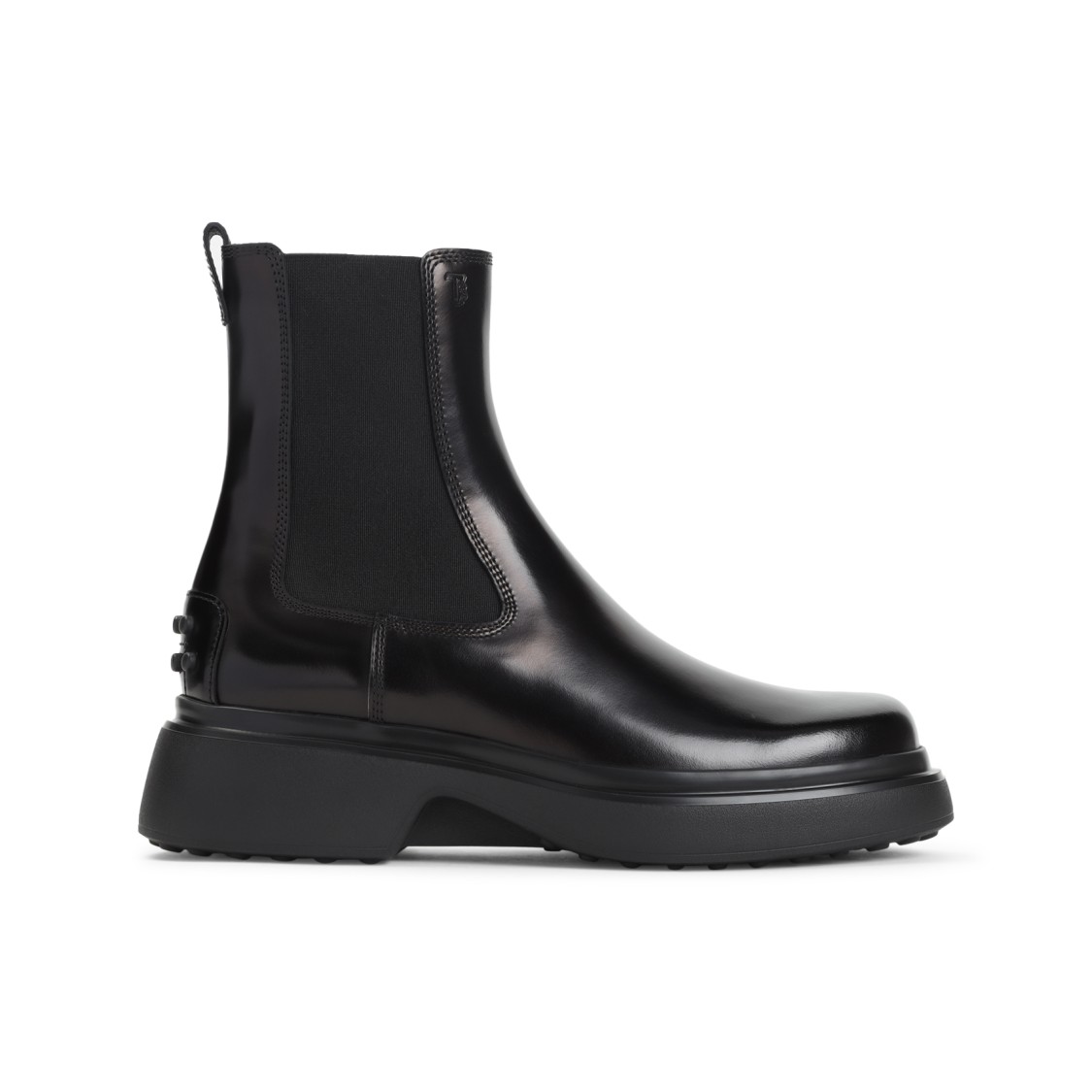 Tod's Black Leather Ankle Boots With Elastic Panels In Black