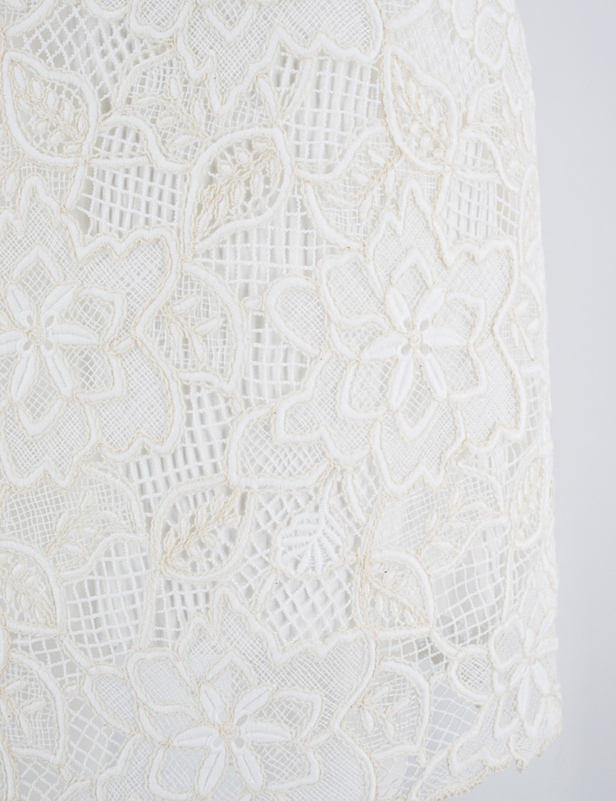 Ermanno Firenze Lace-detailing Midi Dress In White