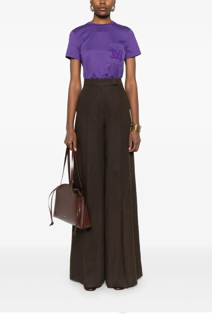 Max Mara Wide-leg Pants With High Waist And Flowing Silhouette In Brown