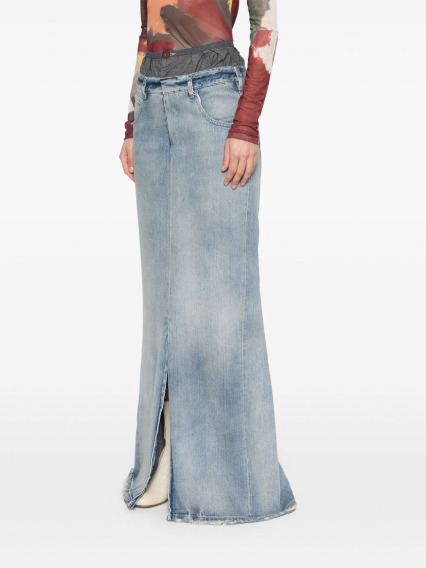 Shop Maison Margiela High-waisted Denim Maxi Skirt In Blue