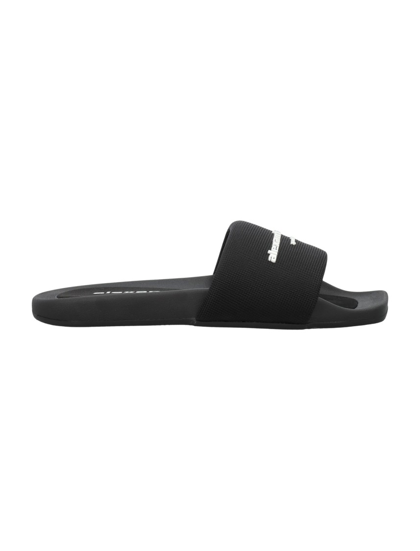 Shop Alexander Wang Sophisticated Black Pool Slide With Embossed Logo