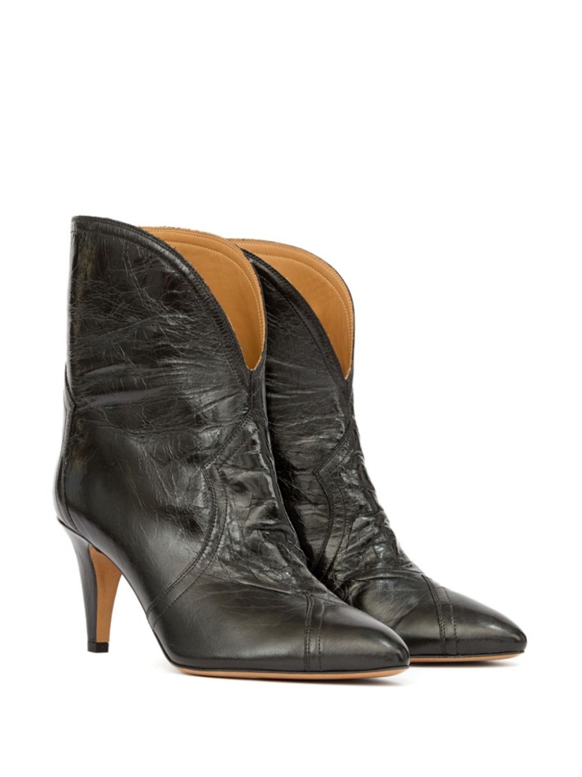 Isabel Marant Pointed Toe Black Ankle Boots In Black