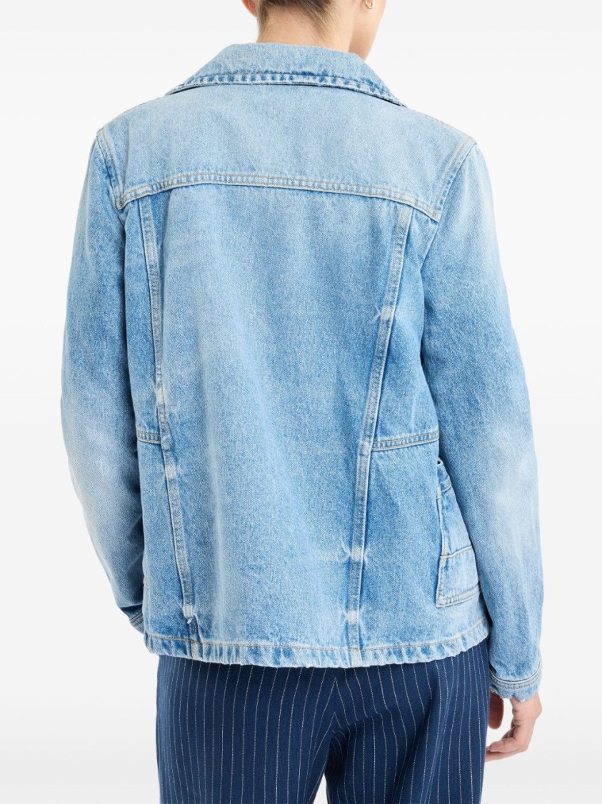 Fay Light Wash Denim Jacket With Vintage Appeal In Blue