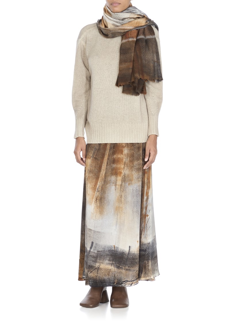 Avant Toi Beige Cashmere Sweater With Crew Neckline In Gray