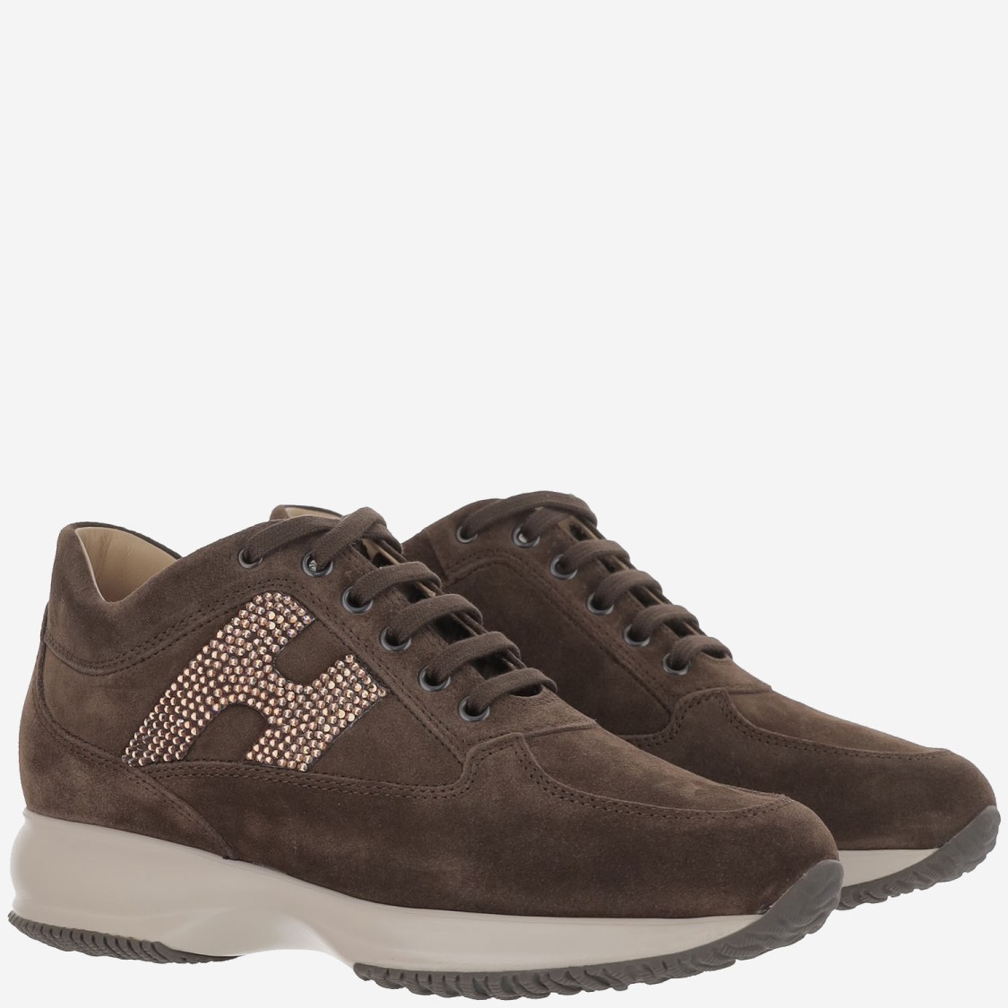 Hogan Suede Interactive Sneakers In Gray
