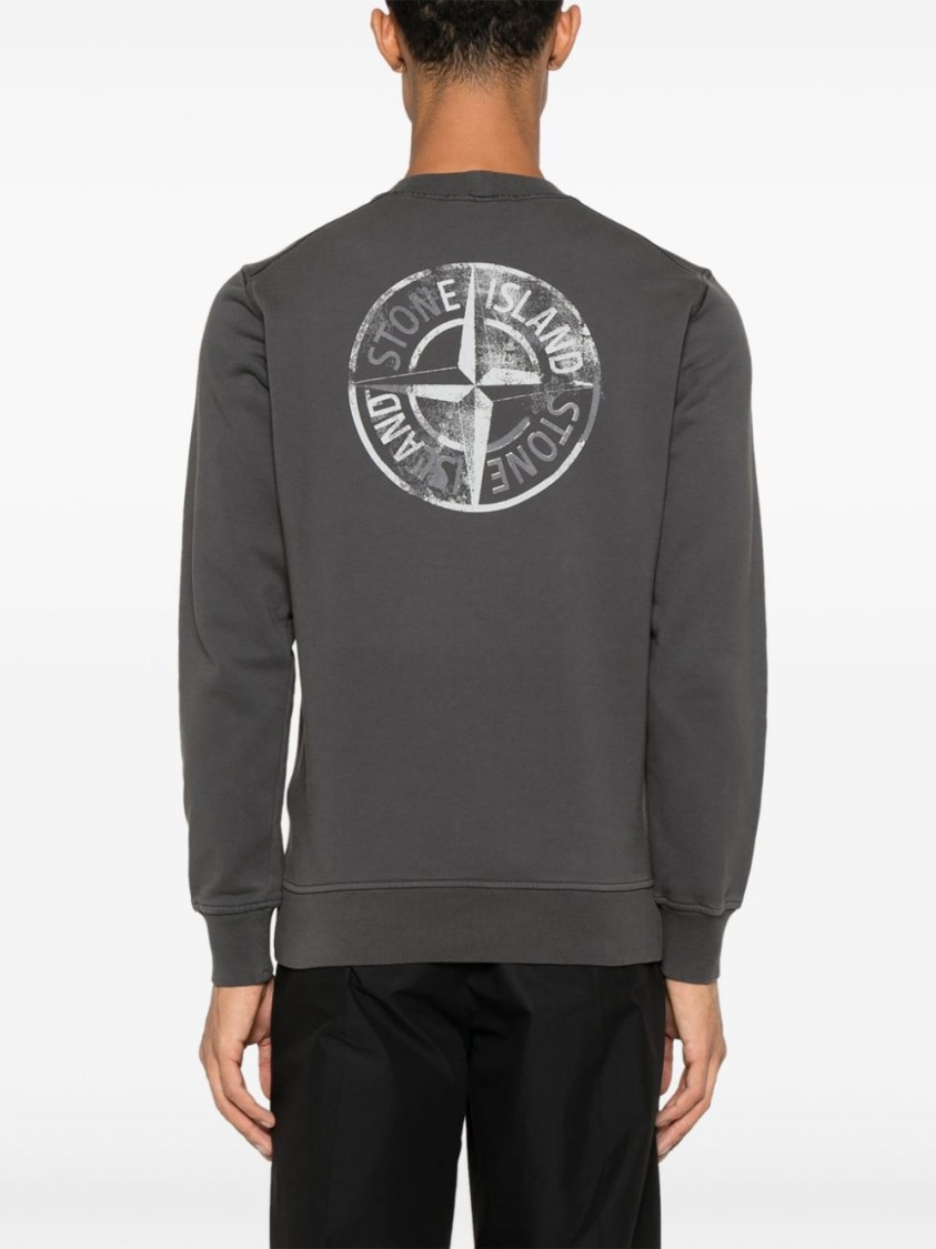 Stone Island Sweatshirt With Industrial Flow Print In Gray