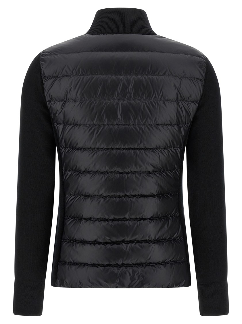 Moncler Quilted Vest-style Cardigan With High Neck And Feather Padding In Black