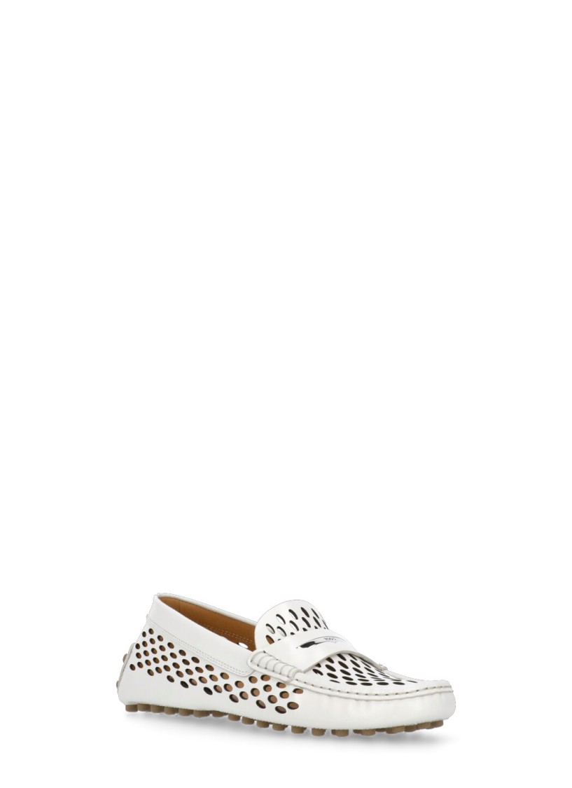 Tod's White Leather Loafers In White