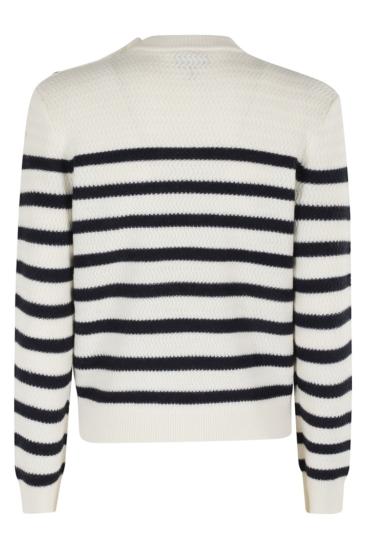Apc A.p.c. Ecru And Dark Blue Striped Wool Sweater In White