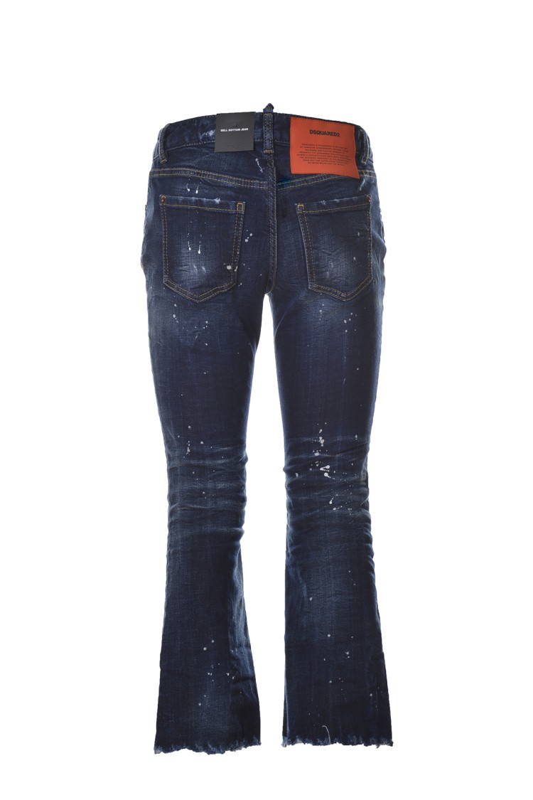 デニム・ジーパン Dsquared2 Dark Blue Cotton Bell Bottom Crop Jeans Dsquared2 Dark Blue Cotton Bell Bottom Crop Jeans | THE LIST
