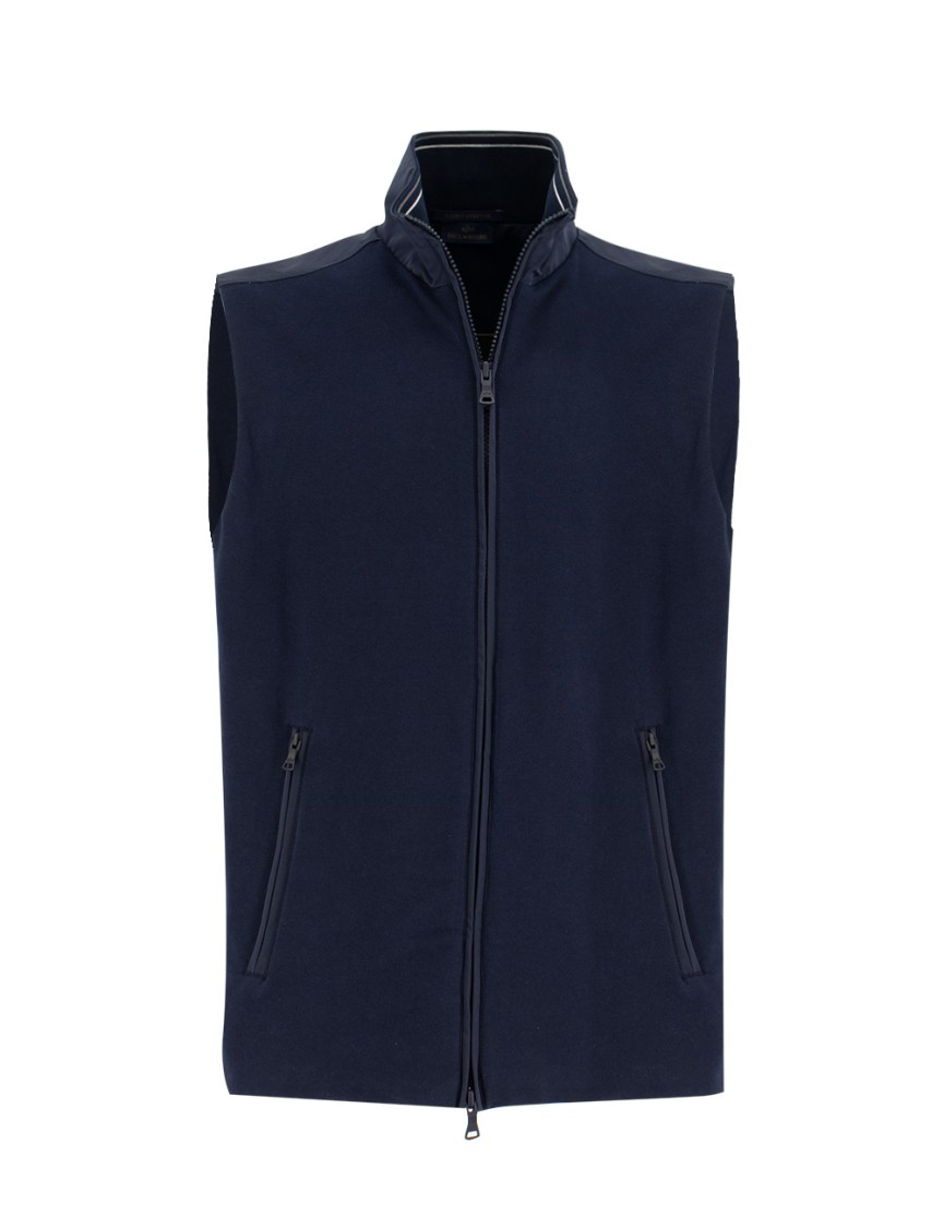 Paul & Shark Sleeveless Blue Gilet With High Collar