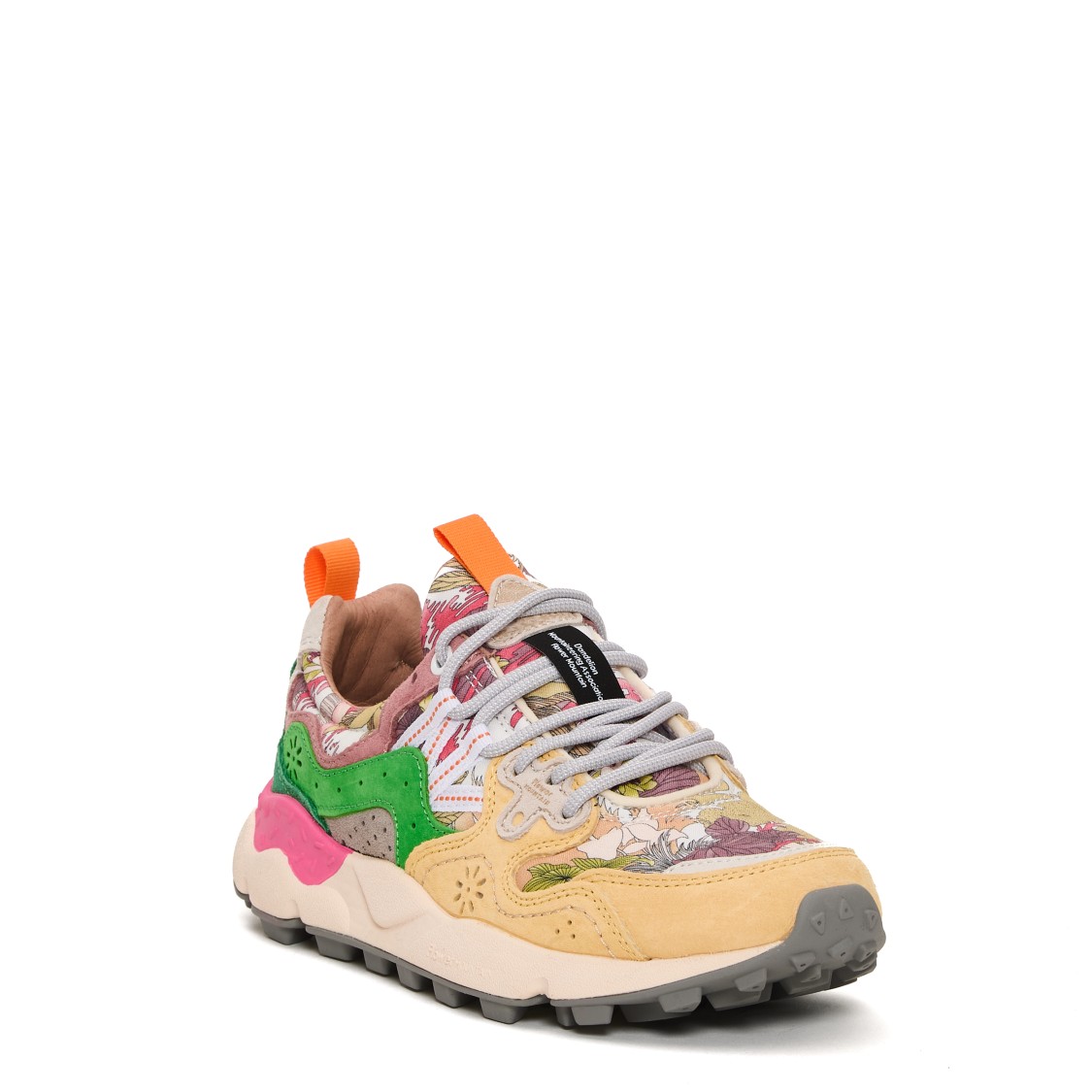 Flower Mountain Vibrant Floral Design Sneakers With Trekking Laces And Lightweight Sole In Brown