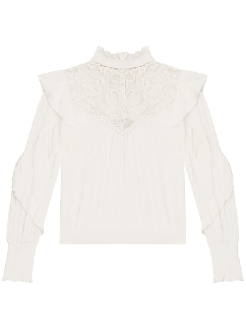 ISABEL MARANT ISABEL MARANT BEIGE TOP WITH LACE DETAILING