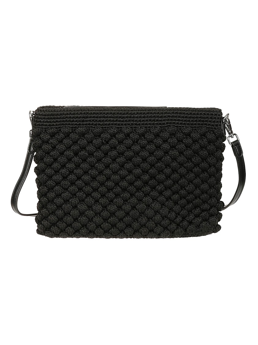 Gianni Chiarini Clutch Bag With Textured Bubble Fabric In Black