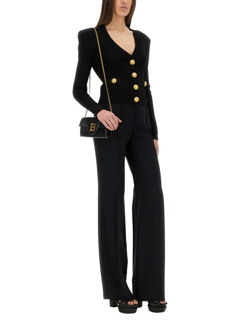 Balmain Button-embellished Ribbed-knit Cardigan
