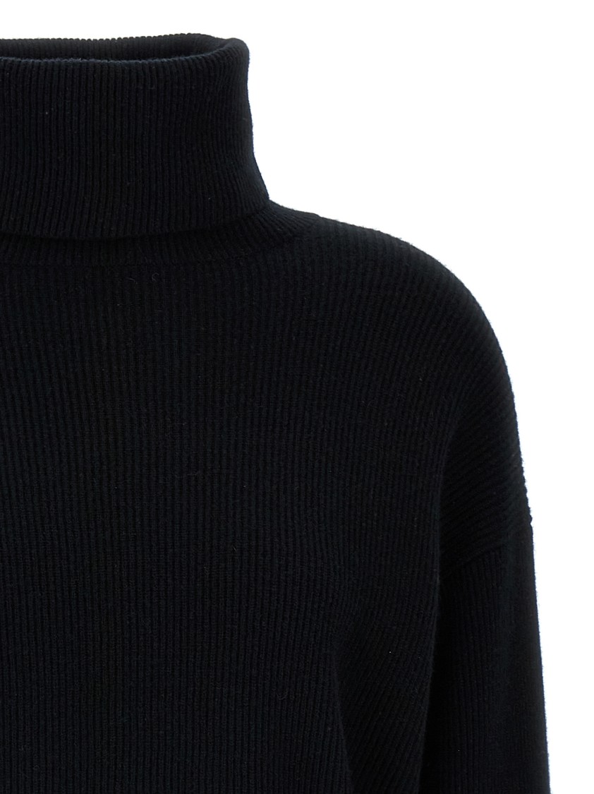 Brunello Cucinelli Black Virgin Wool, Cashmere And Silk Turtleneck Sweater