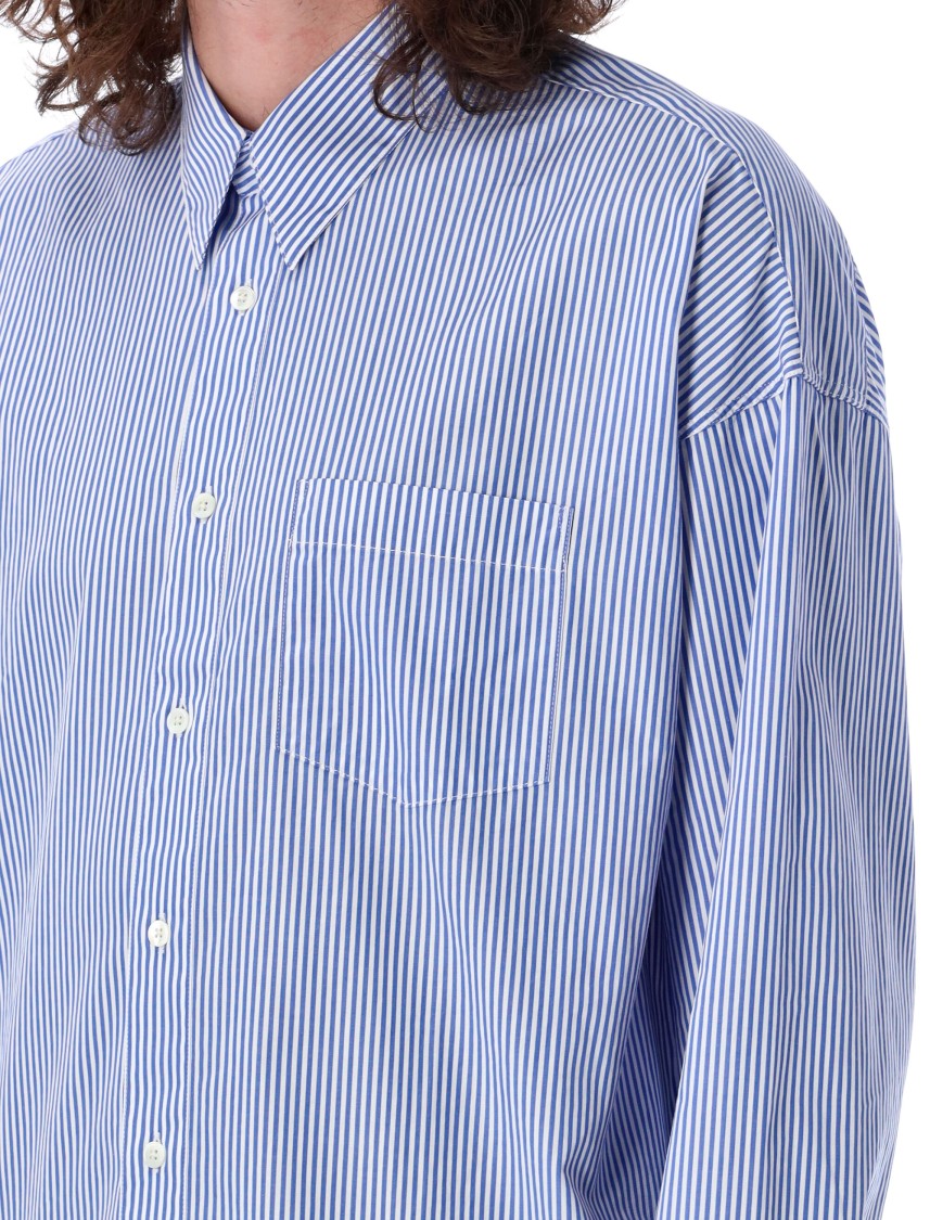 Sunflower Blue Striped Cotton Shirt With Button-down Collar In Blue