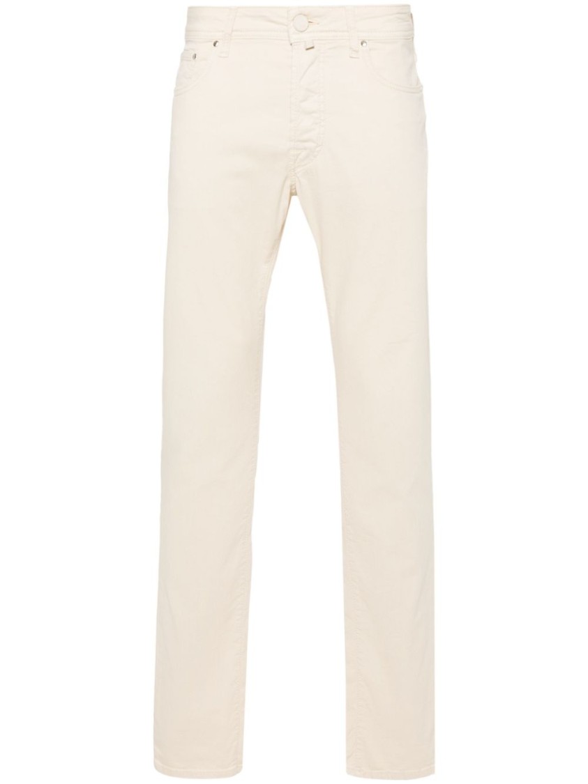 JACOB COHEN JACOB COHEN LIGHT BEIGE COTTON BLEND MID-RISE BARD JEANS