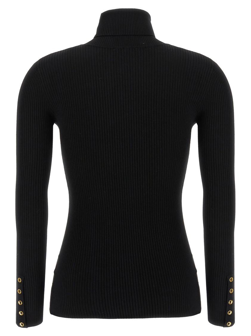 Elisabetta Franchi Ribbed Turtleneck Sweater Sweaters And Cardigans Black In Black