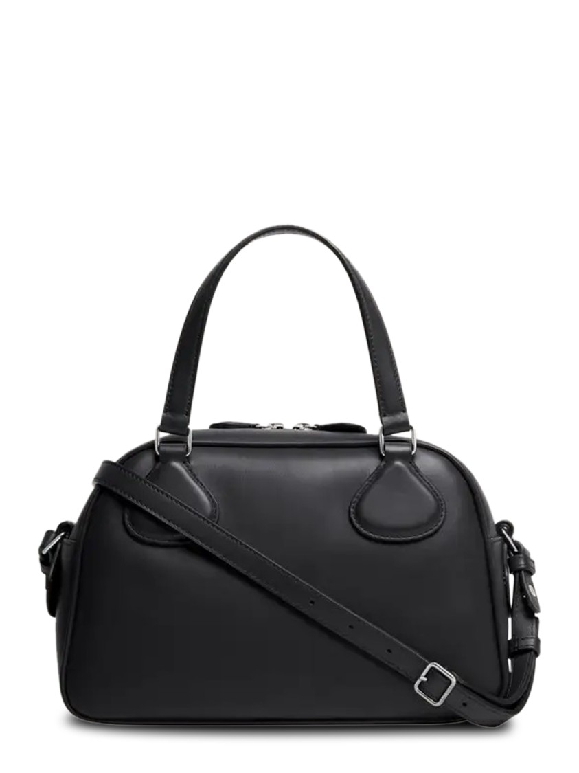 Courrèges Structured Black Bowling Bag With Versatile Carrying Options In Black