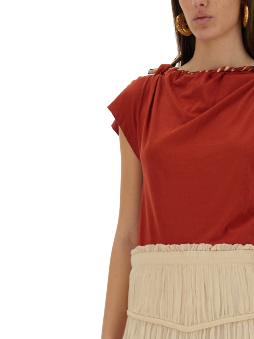 Isabel Marant Asymmetric Hem Bow Detail T-shirt In Red