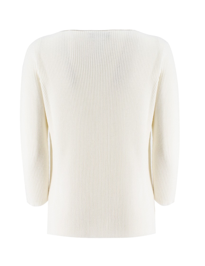 Fabiana Filippi Boat Neck Knit Shirt With Diamond Thread Embroidery