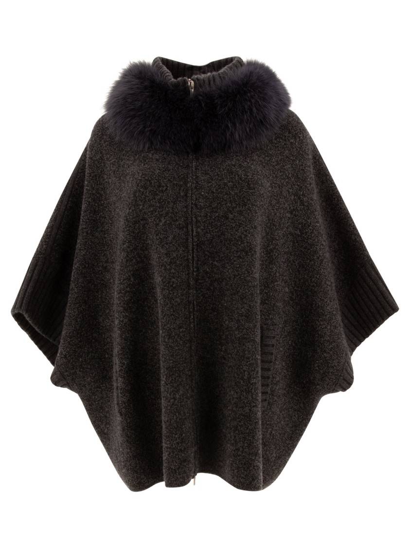 Giovi Wool And Cashmere Poncho For Women In Black