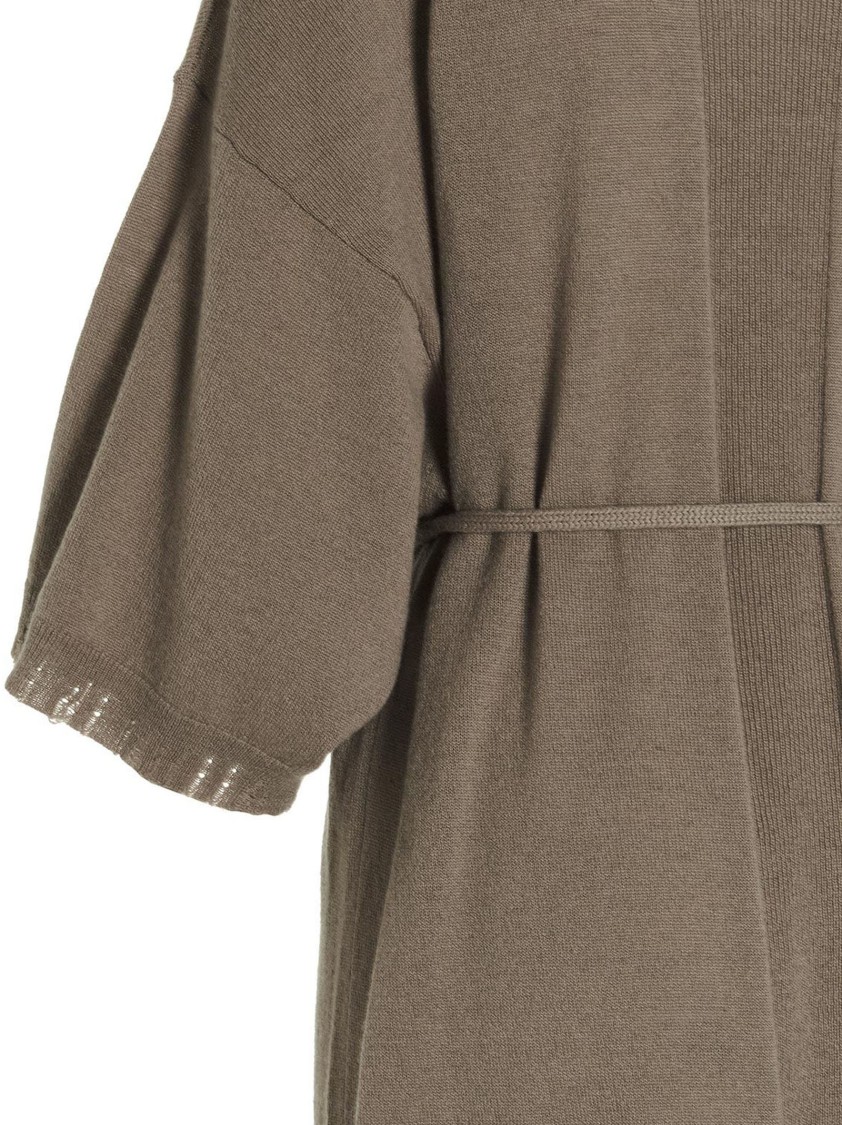 Nude Beige Knit Long Dress In Brown