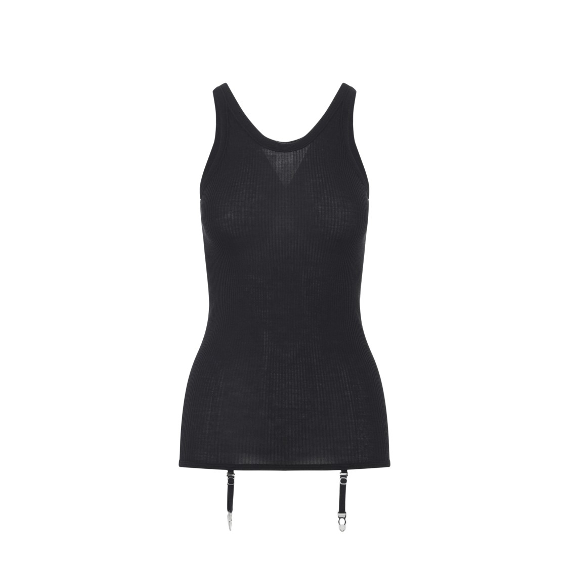 Lemaire Fitted Ribbed Wool Tank Top In Black