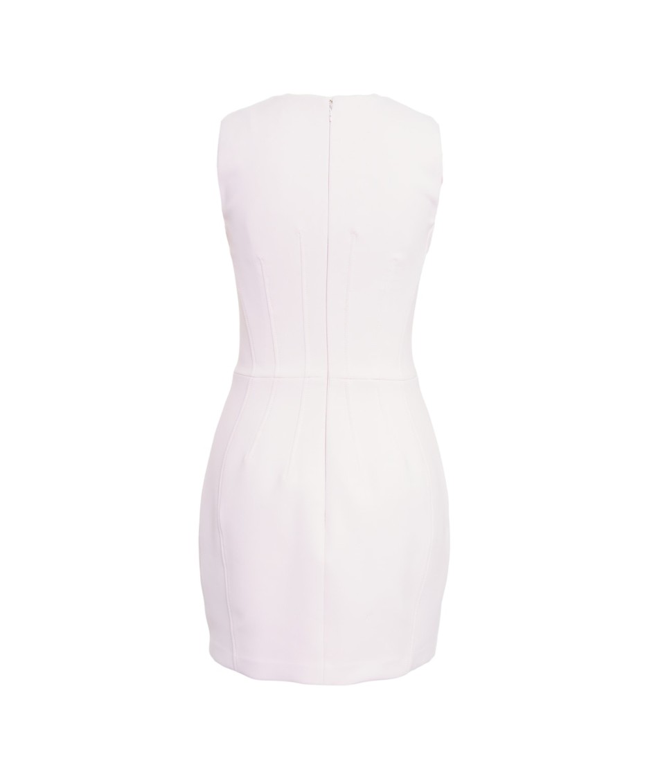 Elisabetta Franchi Sleeveless White Mini Dress With Golden Accents In White