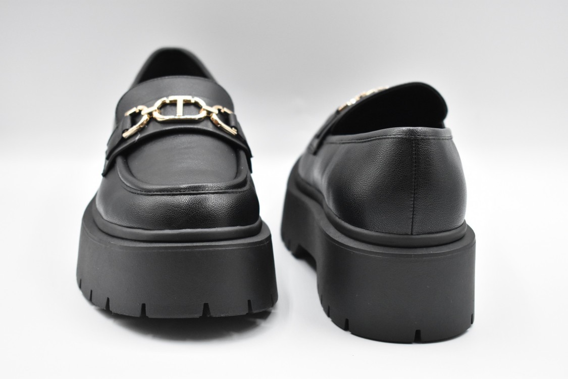 Shop Twinset Twin-set Platform Laced Flat Shoes In Black