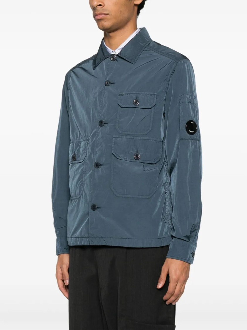 C.p. Company `chrome-r` Button Overshirt In Blue