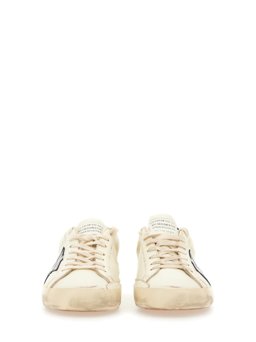 Golden Goose White Lace Up Leather Sneakers In White