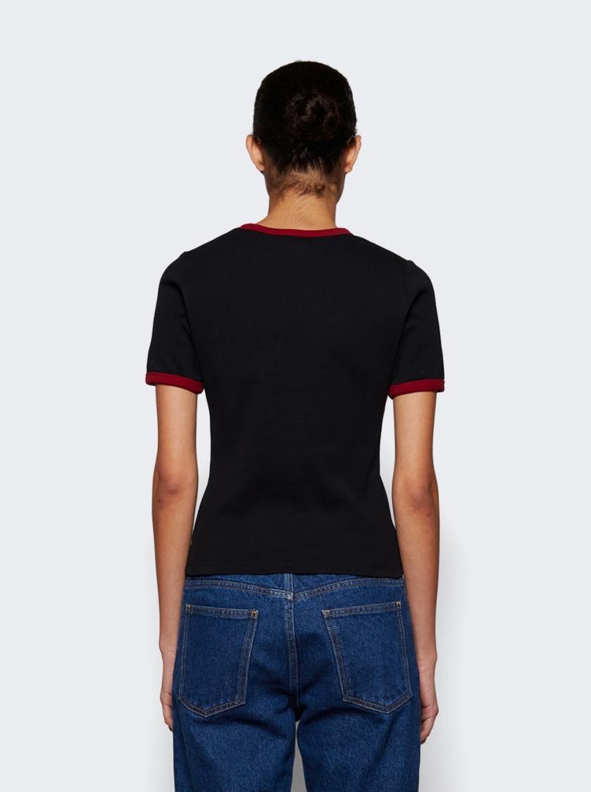Courrèges Signature Contrast Tee Black And Ruby In Black