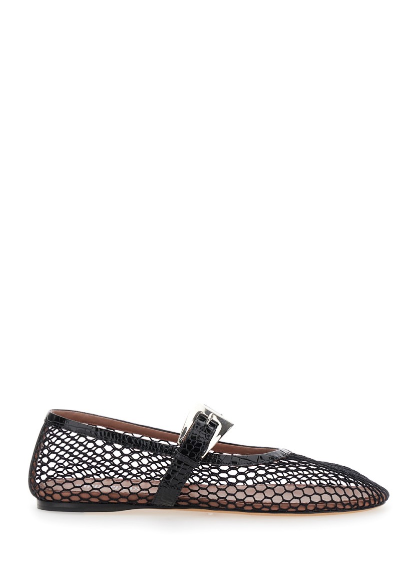 Shop Paris Texas Sveva' Black Ballet Flats With Mesh Design