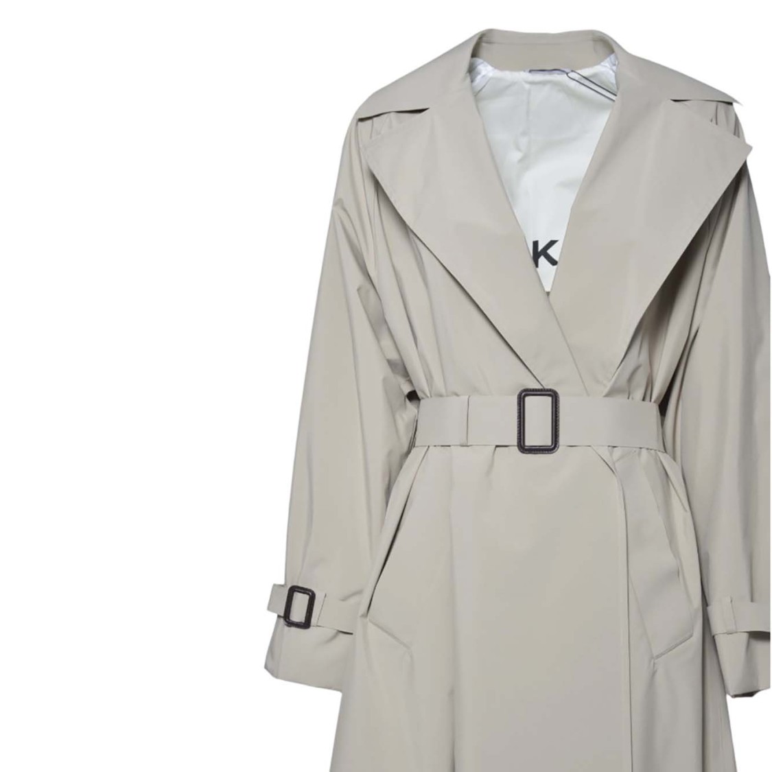 Max Mara Trench Coat With Wide Lapel And Belted Waist In Gray