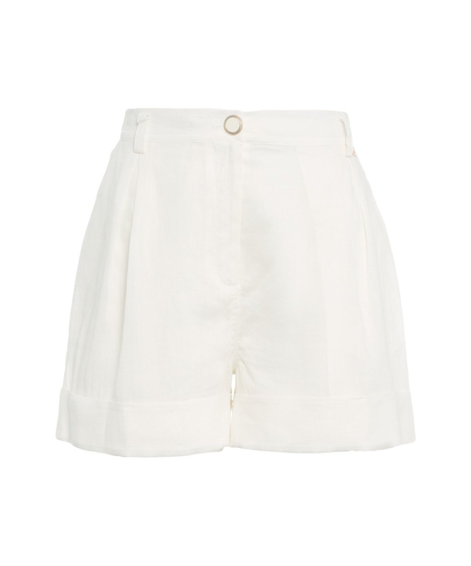 LIU •JO LIU JO HIGH-WAISTED RAMIE SHORTS WITH ROLLED-UP CUFFS