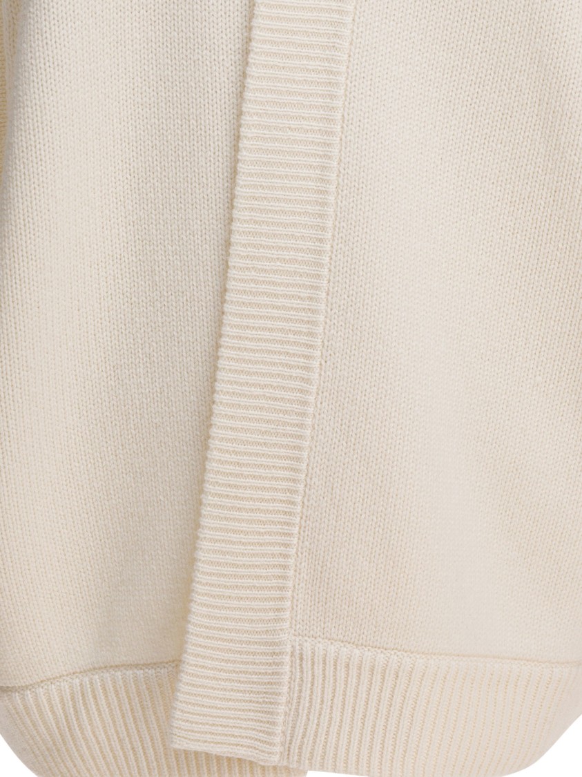 Max Mara Knitwear With Buttoned Hood And Relaxed Fit In White